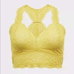 Torrid Citrus Yellow Lace Bralette Size 00/10 NWT